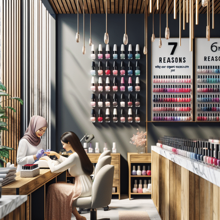 Nail technician giving manicure in modern salon