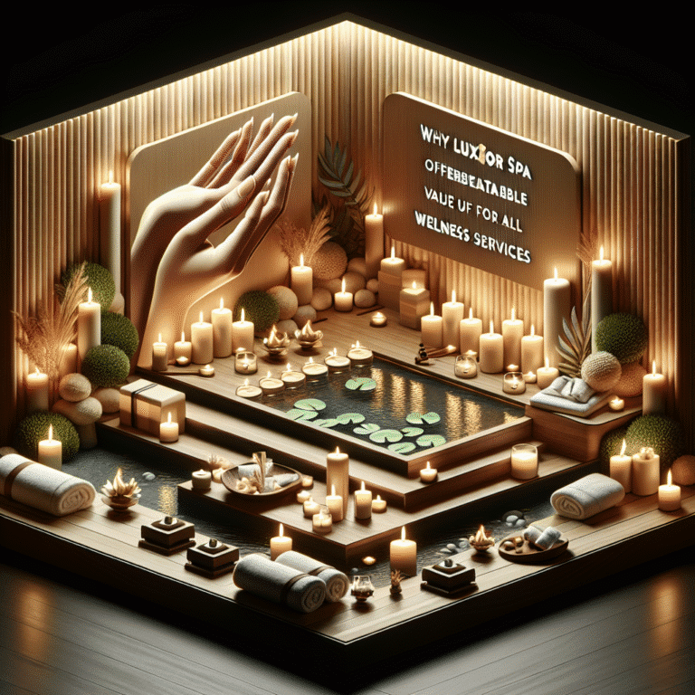 Luxury spa display with candles and lily pond