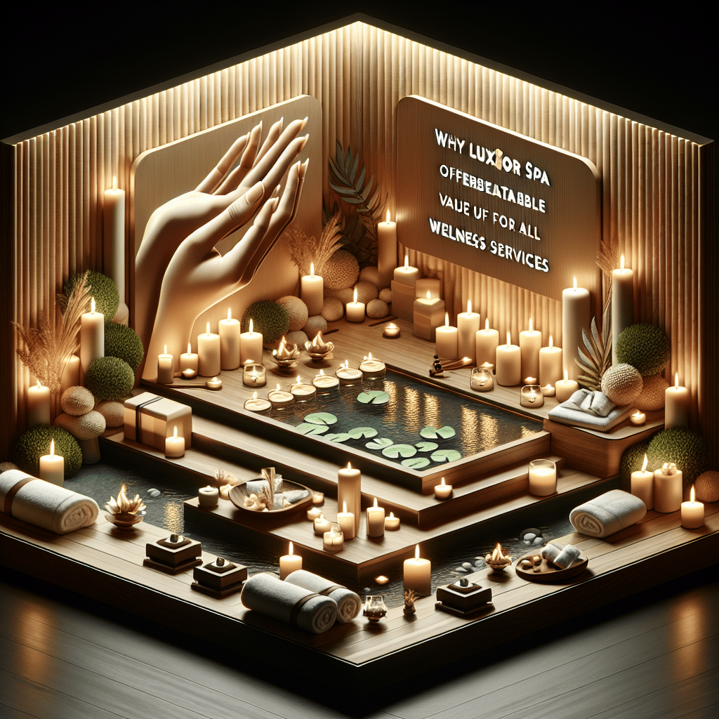 Luxury spa display with candles and lily pond