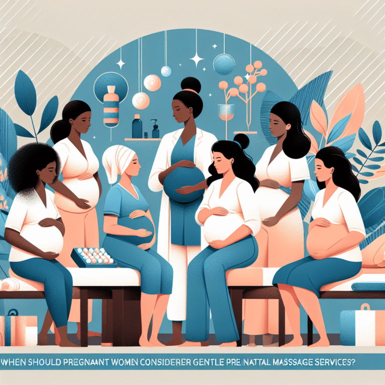 Pregnant women with midwife discussing prenatal massage care