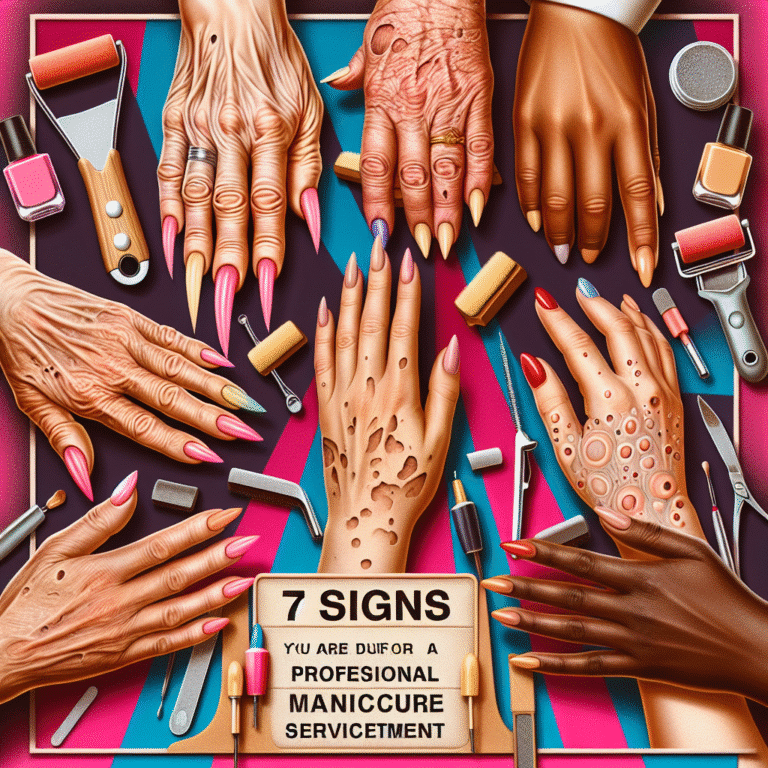 Various hands showing manicure needs and nail tools
