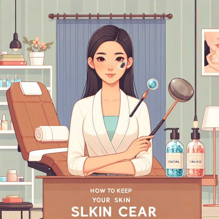 Beautician demonstrating facial skincare tools in clinic