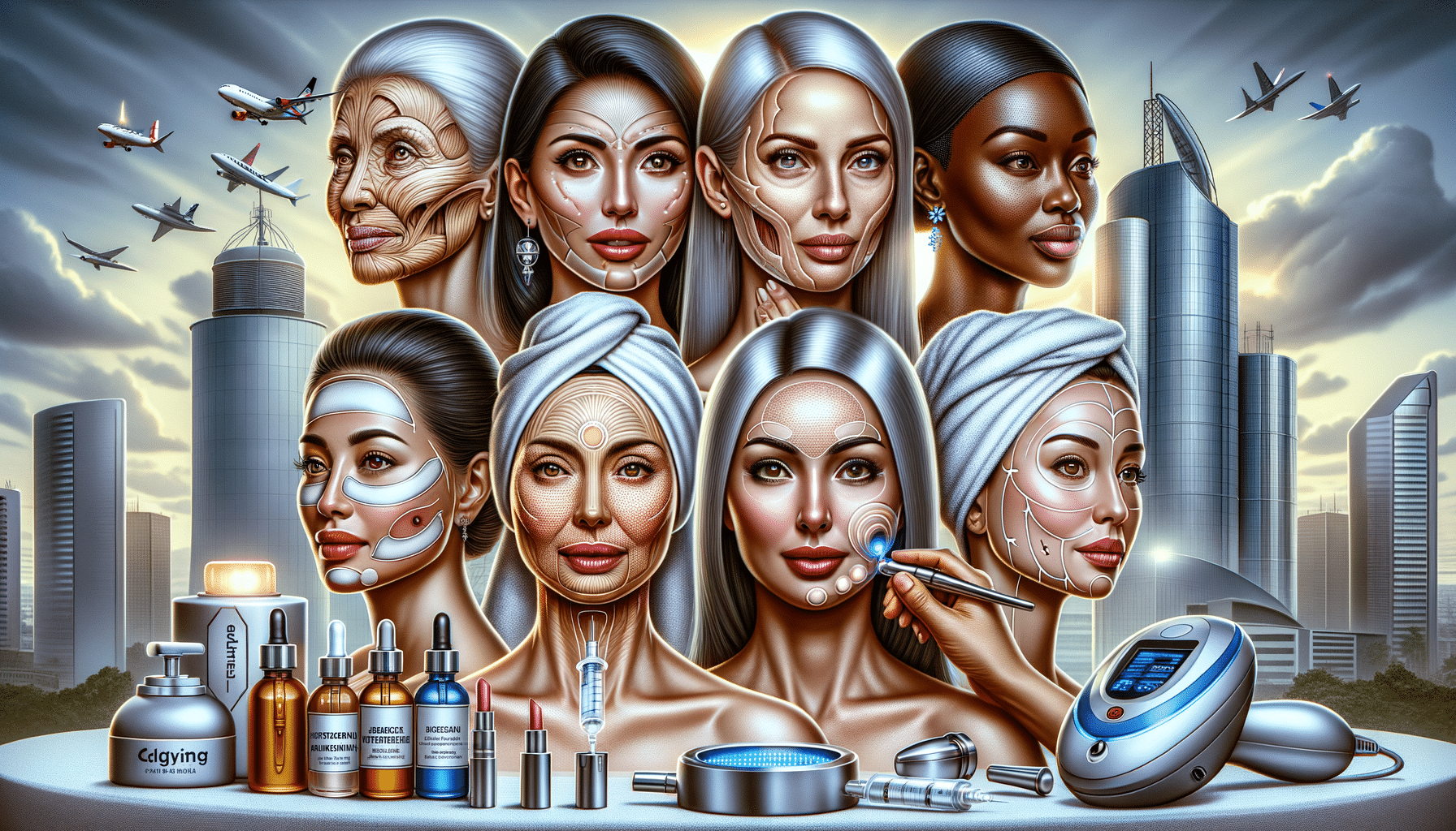 Diverse women showcasing advanced cosmetic skincare treatments