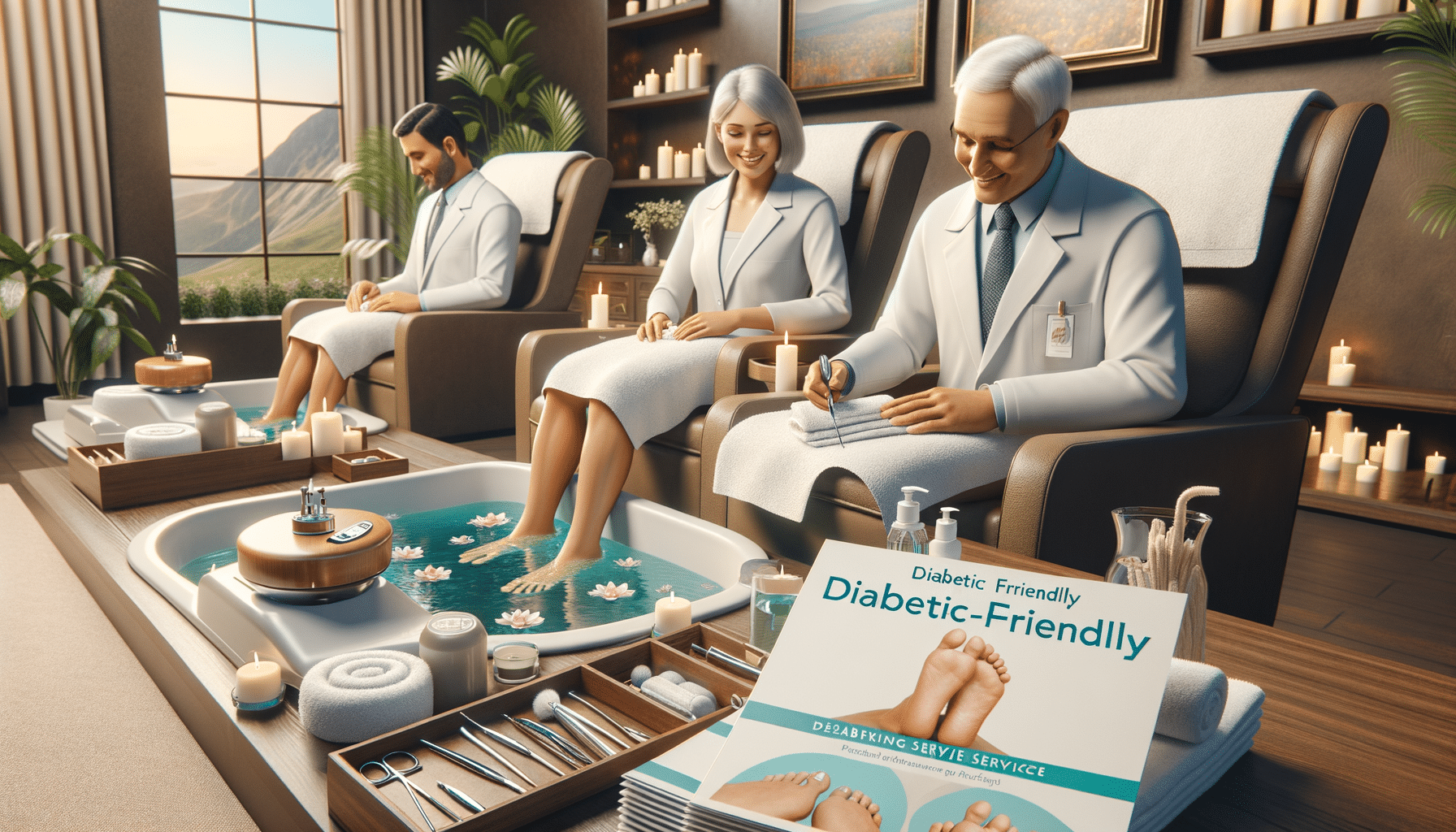 Diabetic-friendly pedicure treatment in relaxing spa setting