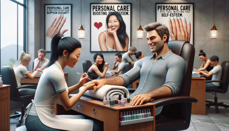 Man receiving manicure in modern nail salon