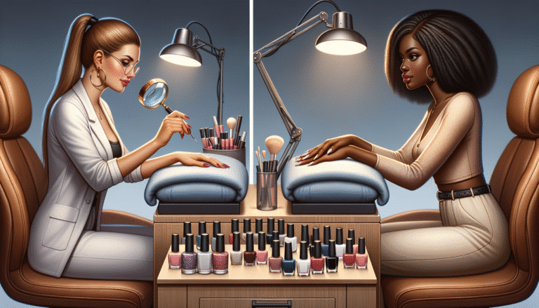 Nail technician giving manicure in modern salon