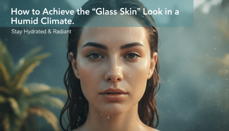 Woman with dewy glass skin in humid climate