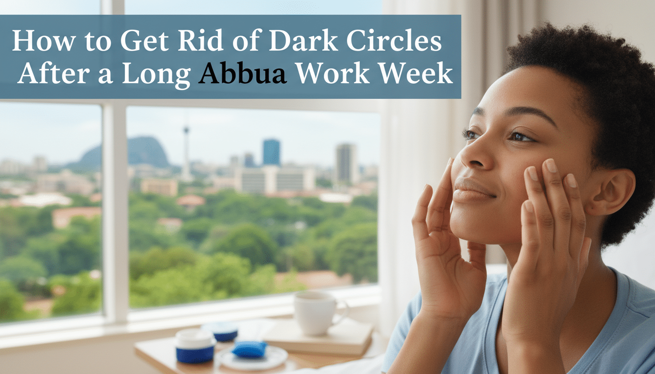 Woman applying skincare for dark circles by window