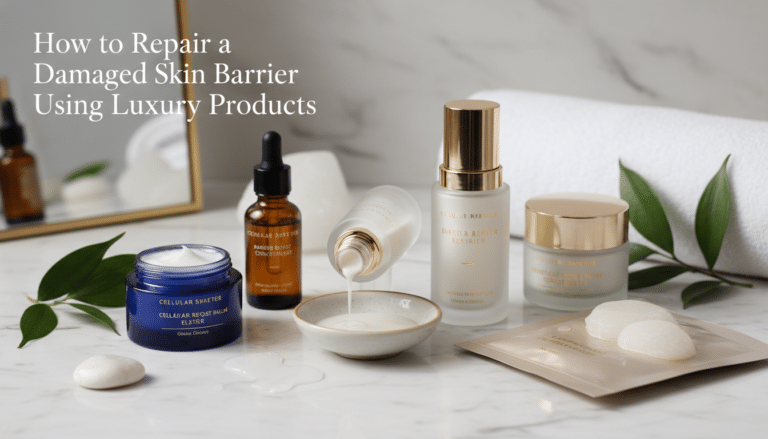 Luxury skincare products for repairing damaged skin barrier
