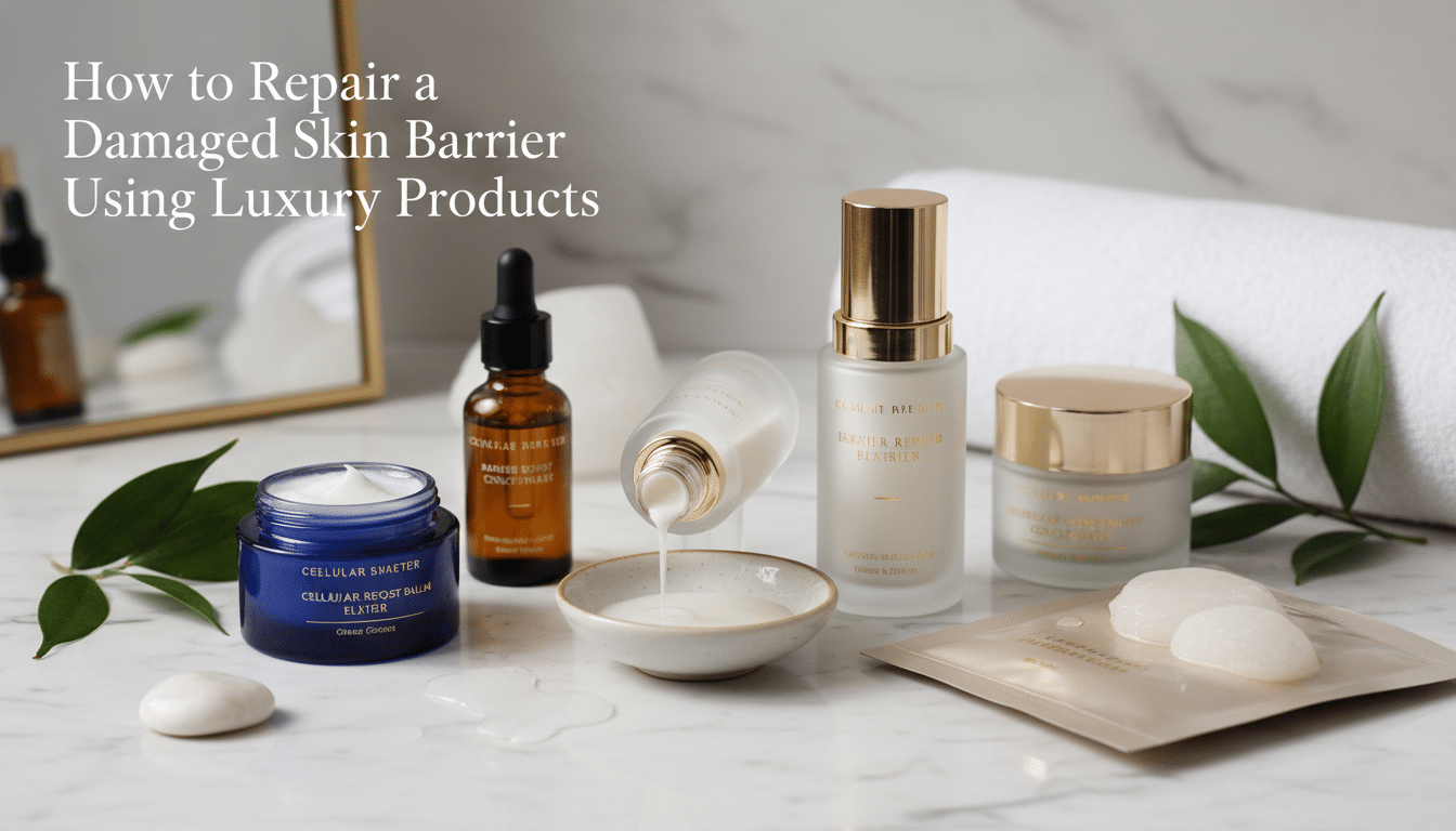 Luxury skincare products for repairing damaged skin barrier
