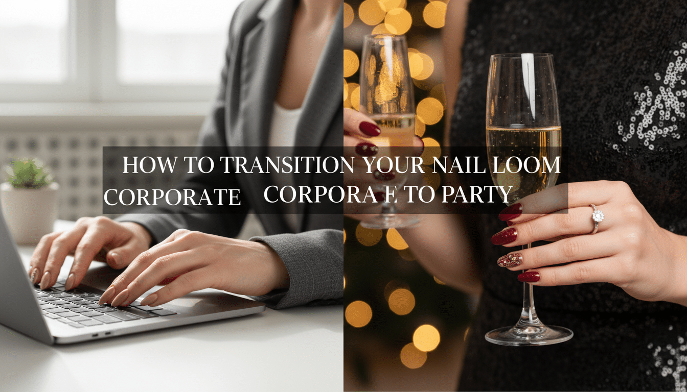 Office to party nail transformation with champagne