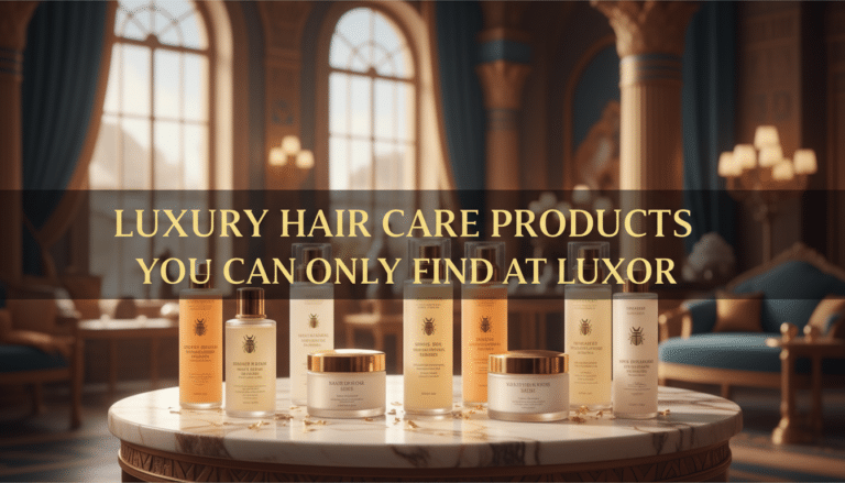 Luxury hair care products displayed in elegant salon