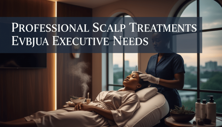 Woman receiving professional scalp treatment in luxury spa