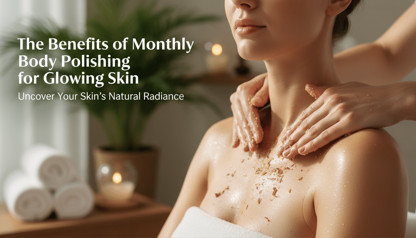 Woman receiving body polish spa treatment on shoulders