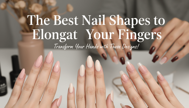 Manicured hands showing various elongating nail shapes