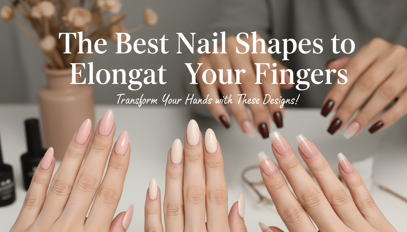 Manicured hands showing various elongating nail shapes