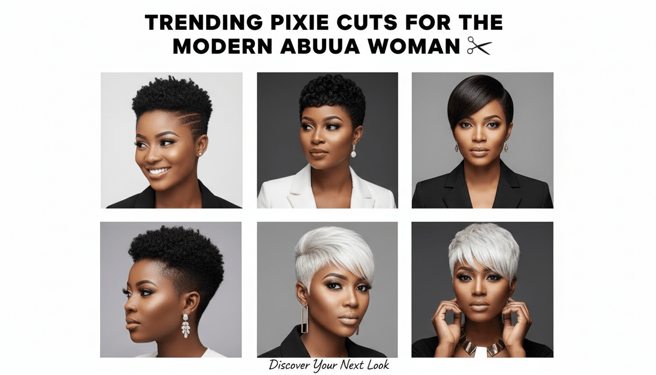 Collage of stylish pixie haircuts for modern women