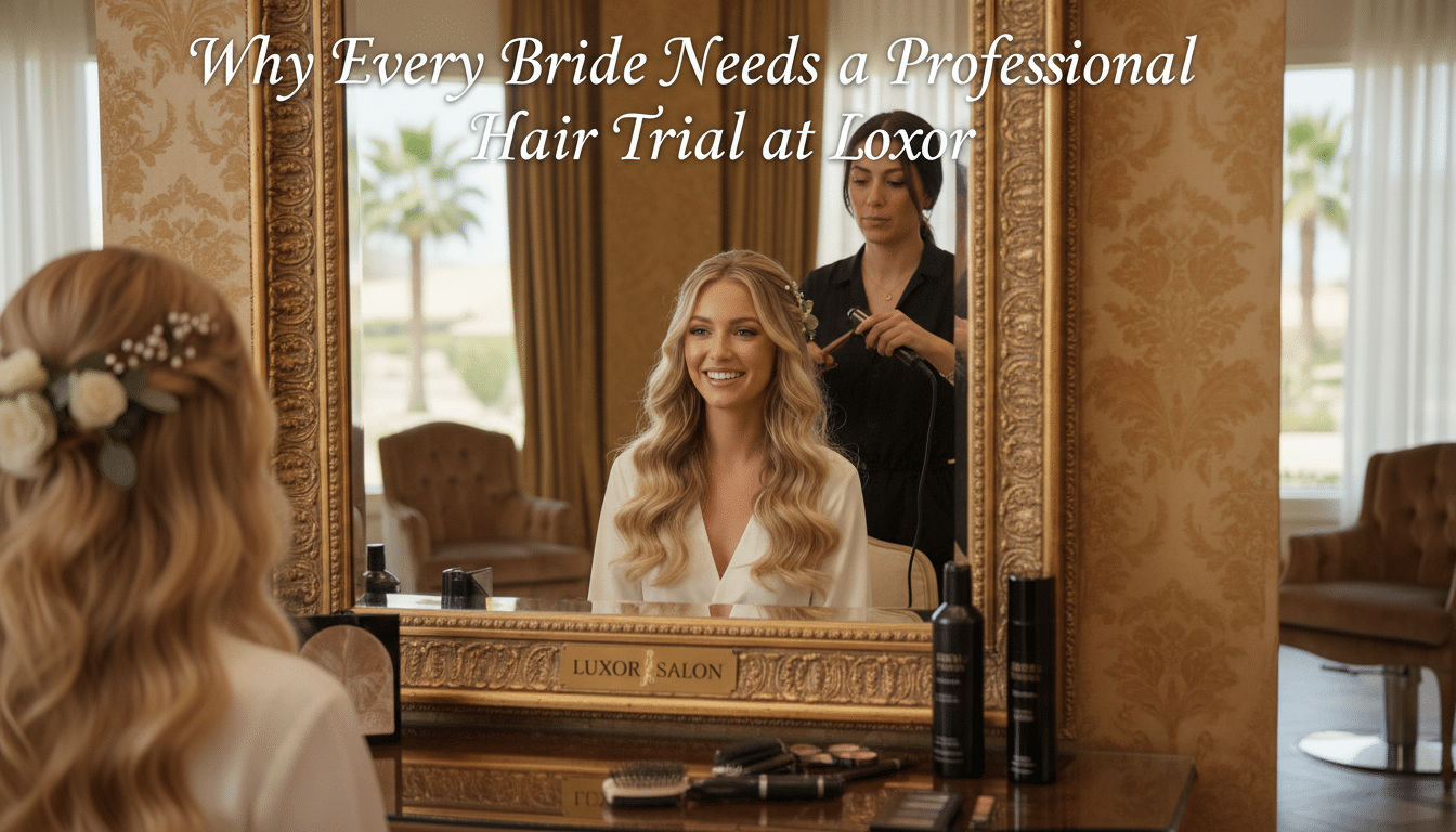 Bride having professional hair trial at Loxor Salon
