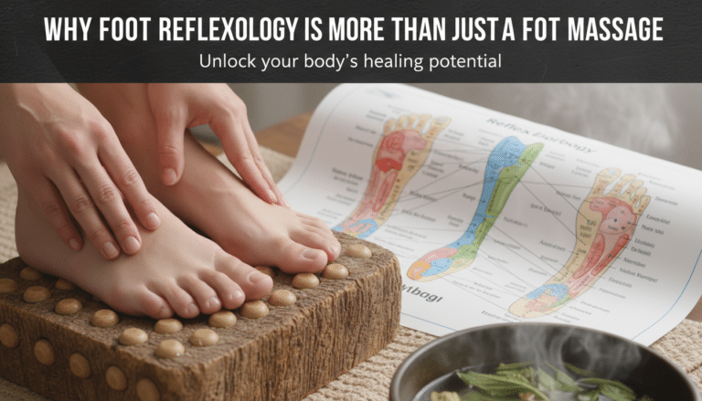 Foot reflexology massage with chart and herbal steam