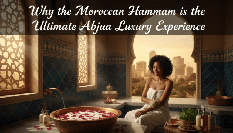 Woman relaxing in Moroccan hammam with rose bath