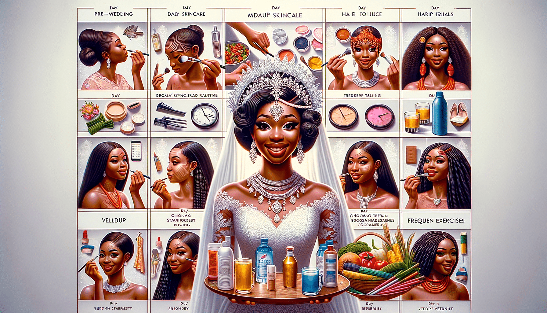 Illustrated bridal beauty and skincare preparation guide