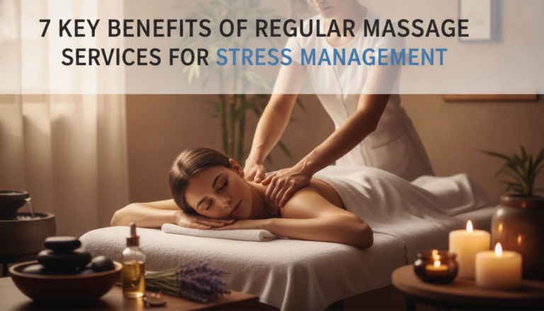 Woman receiving relaxing spa massage with text overlay