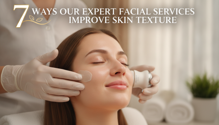 Woman receiving professional facial treatment with skincare device
