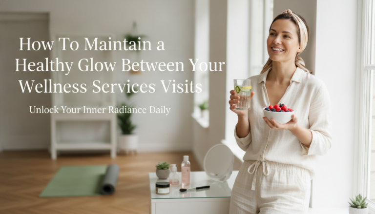 Woman holding lemon water and fresh berries indoors