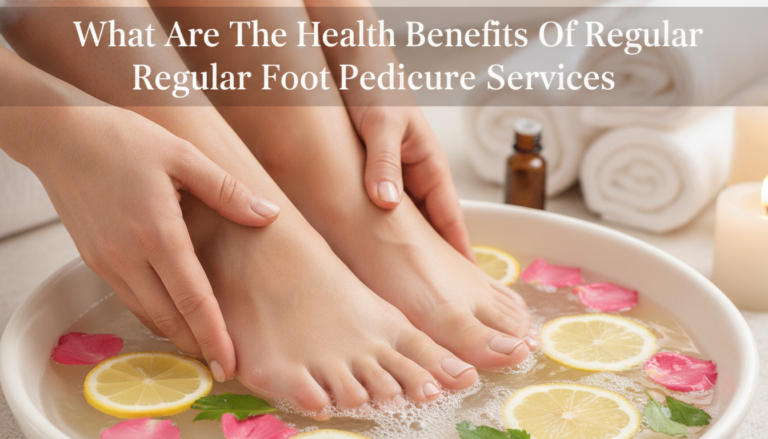 Feet soaking in lemon and petal pedicure bath