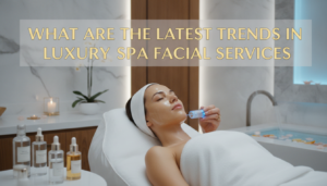 Woman receiving high-tech facial treatment in luxury spa