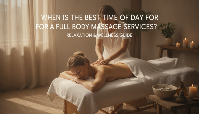 Woman receiving full body massage in candlelit spa