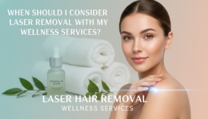 Woman promoting laser hair removal wellness services spa