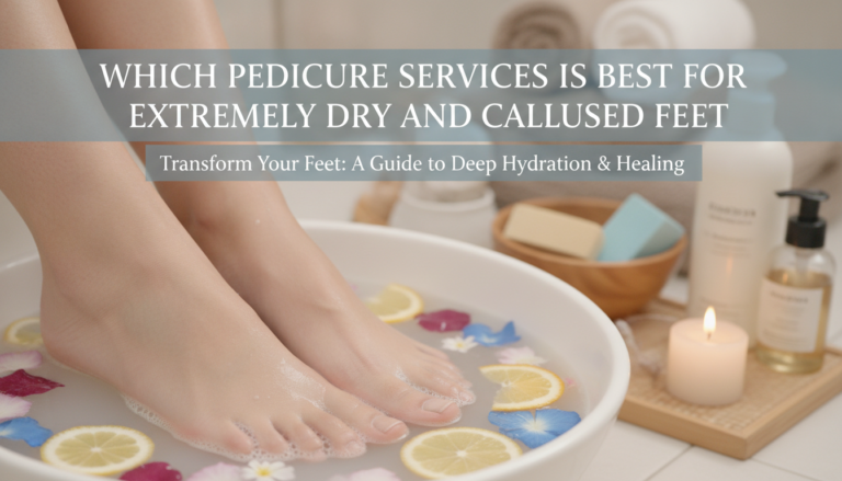 Feet soaking in spa bowl with lemon slices