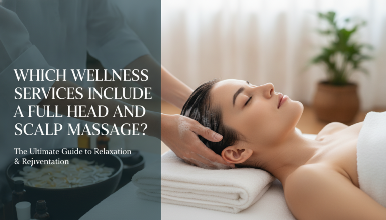 Woman receiving relaxing head and scalp massage at spa
