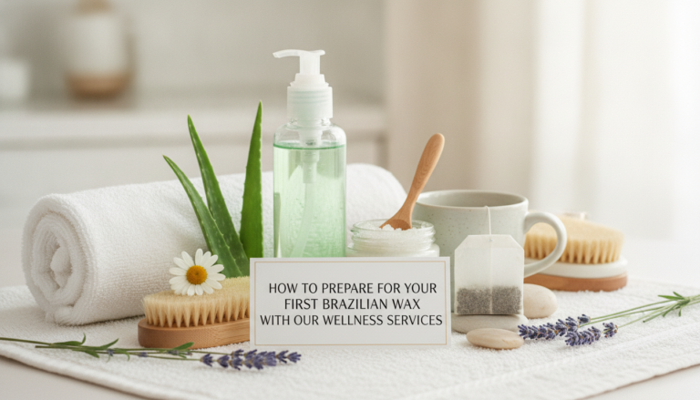 Spa setup with aloe vera, towel and skincare products