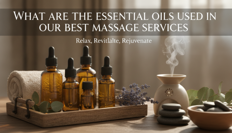 Essential oil bottles and diffuser in spa setting