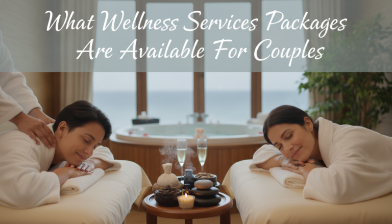 Couple enjoying relaxing spa massage with candles