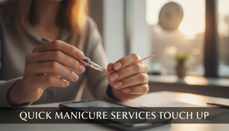 Applying nail polish for quick manicure touch-up