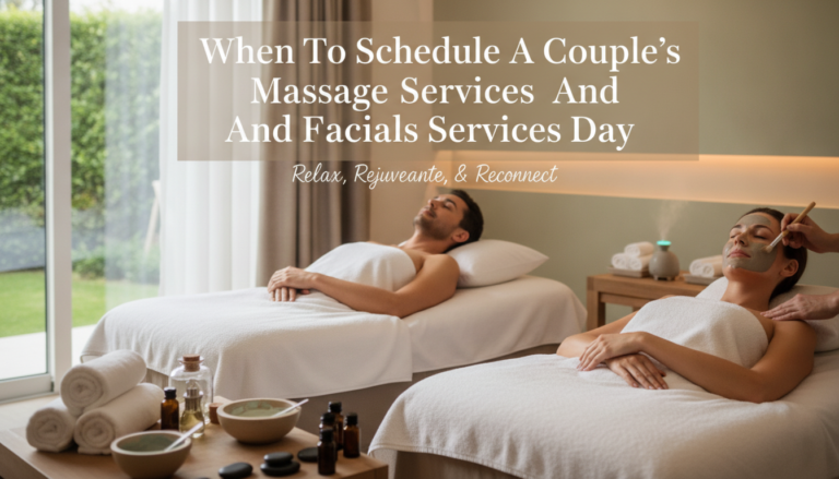 Couple enjoying spa massage and facial treatment