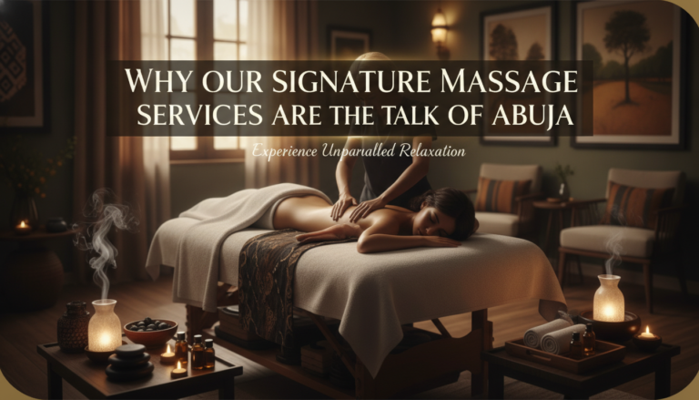 Woman receiving relaxing massage in candlelit spa room